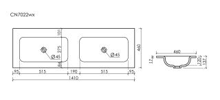 Раковина Ceramicanova Grace CN7022wx с двумя чашами 140 см белый